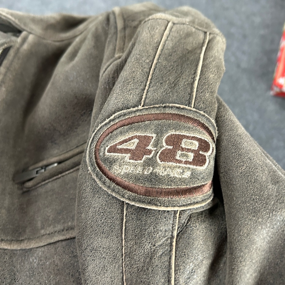Brown Suede Jacket With Logo Patch - image 2